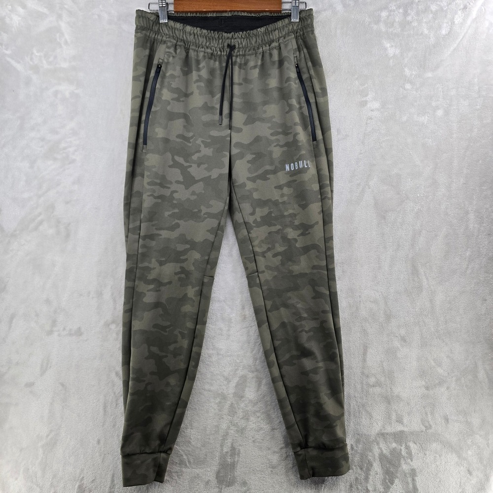 NOBULL Joggers Mens Medium Green Camo Tapered Sweatpants Zipper Pockets